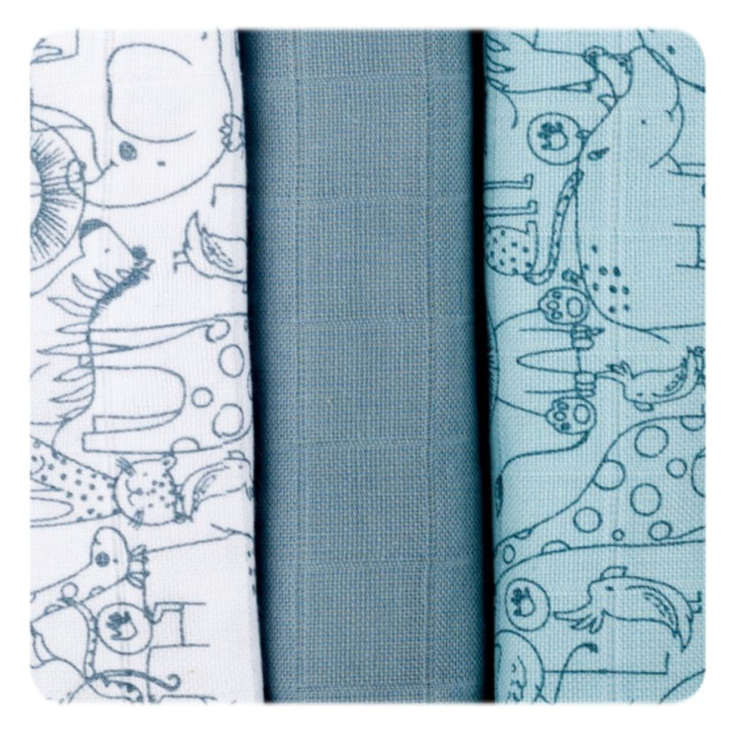 Organic Cotton Muslins XKKO Organic 70x70 Old Times - Safari Mountain Spring MIX