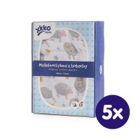 Organic Cotton Swaddle XKKO Organic 120x120 - Dreamy Sheeps 5x1ps (Wholesale pack.)