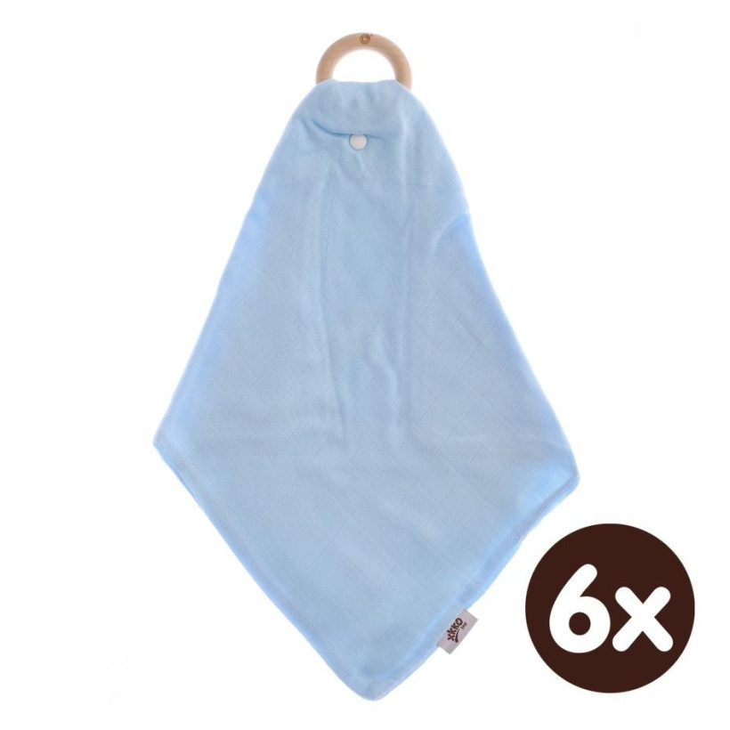 XKKO BMB Bamboo teether with Muslin - Baby Blue 6x1ps (Wholesale pack.)