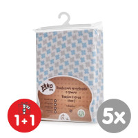 Bamboo muslin fitted bed sheet XKKO BMB 120x60 - Baby Blue Cross 5x1ps (Wholesale pack.)