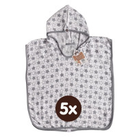 Bamboo Muslin Poncho XKKO BMB - Silver Little Stars 5x1ps (Wholesale pack.)