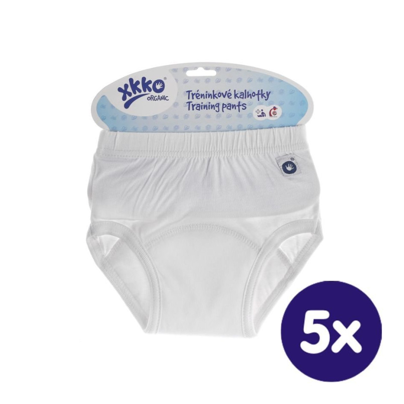 Organic Cotton Training pants XKKO Organic - White 5x1ps (Wholesape pack.)