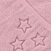 Hooded terry bath towel XKKO Organic 90x90 - Baby Pink Stars