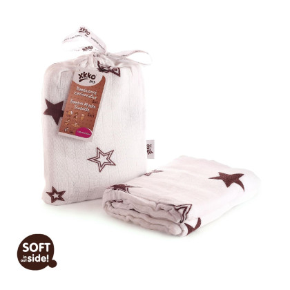 Bamboo swaddle XKKO BMB 120x120 - Natural Brown Stars