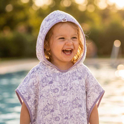 Bamboo Muslin Poncho XKKO BMB Safari - W/Lavender Aura