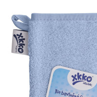 Organic cotton Terry Bath Glove XKKO Organic - Baby Blue 5x1ps (Wholesale pack.)