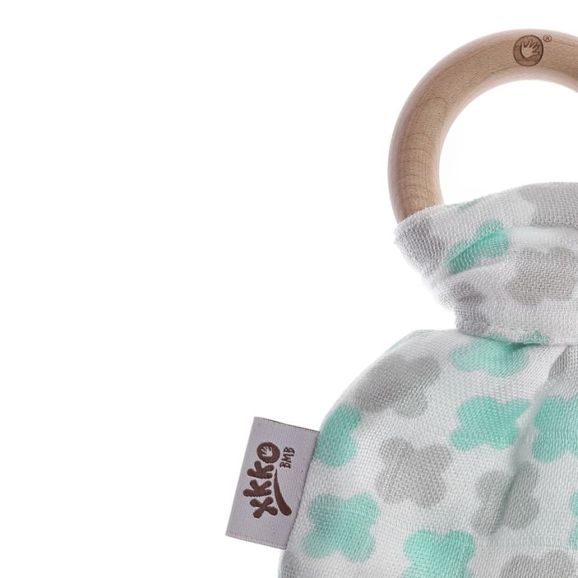 XKKO BMB Bamboo teether with Leaves - Mint Cross