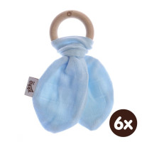 XKKO BMB Bamboo teether with Leaves - Baby Blue 6x1ps (Wholesale pack.)