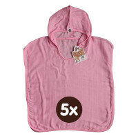 Bamboo Muslin Poncho XKKO BMB - Baby Pink 5x1ps (Wholesale pack.)