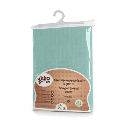 Bamboo muslin fitted bed sheet XKKO BMB 120x60 - Mint