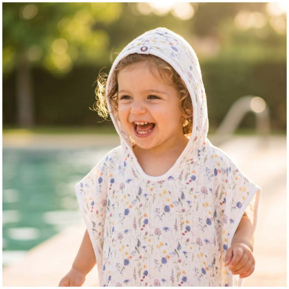 Bamboo Muslin Poncho XKKO BMB Digi - Blue Wildflowers