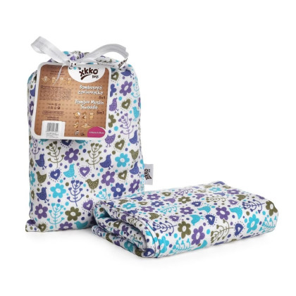 Bamboo swaddle XKKO BMB 120x120 - Flowers&Birds Boys