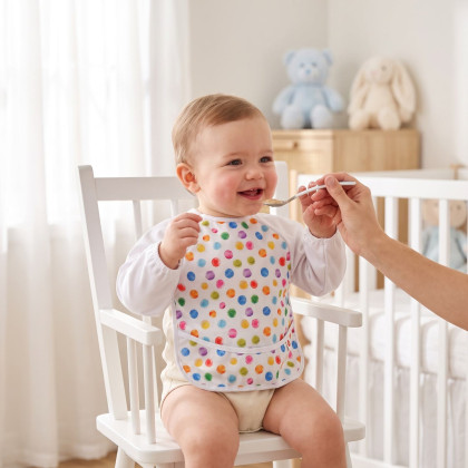 XKKO long-sleeve bib - Watercolour Polka Dots