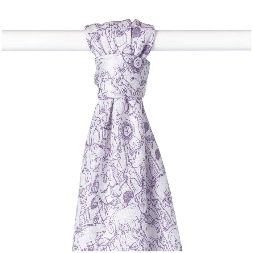 Bamboo muslin towel XKKO BMB 90x100 - Safari W/Lavender Aura