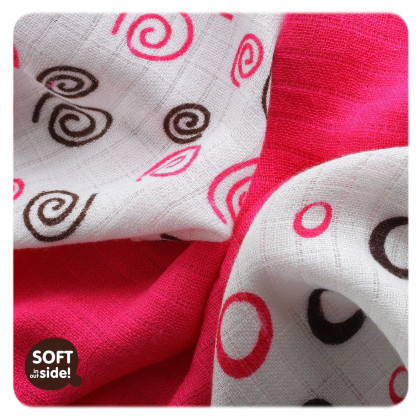 Bamboo muslins XKKO BMB 30x30 - Spirals&Bubbles Magenta MIX 9pcs