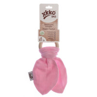 XKKO BMB Bamboo teether with Leaves - Baby Pink