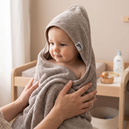 Hooded terry bath towel XKKO Organic 90x90 - Atmosphere