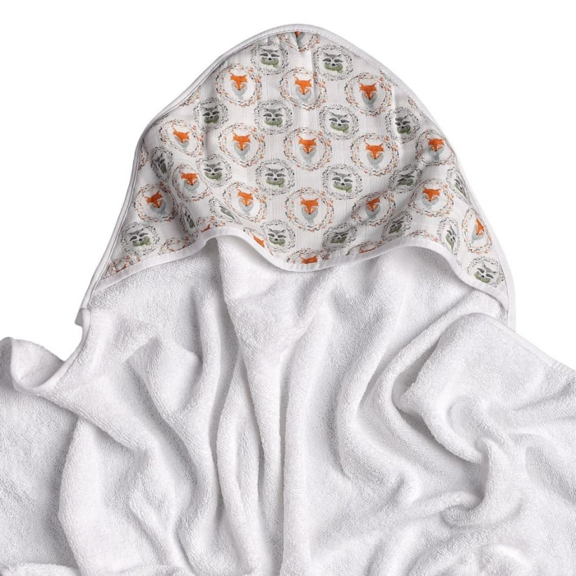 Hooded bamboo terry towel XKKO BMB 90x90 - Fox&Raccoon