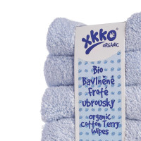 Organic cotton terry wipes XKKO Organic 21x21 - Baby Blue 5x6ps (Wholesale pack.)