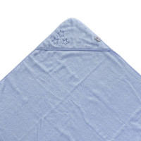 Hooded terry bath towel XKKO Organic 90x90 - Baby Blue Stars