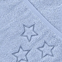 Hooded terry bath towel XKKO Organic 90x90 - Baby Blue Stars 5x1ps (Wholesale pack.)