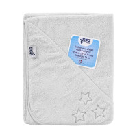 Hooded terry bath towel XKKO Organic 90x90 - White Stars