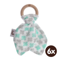 XKKO BMB Bamboo teether with Leaves - Mint Cross 6x1ps (Wholesale pack.)