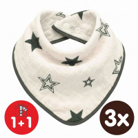 Bamboo bandana XKKO BMB - Natural Brown Stars 3x1ps Wholesale packing