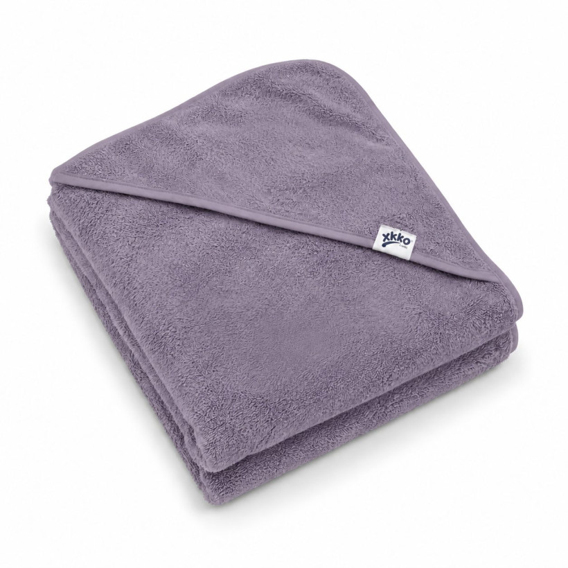 Hooded terry bath towel XKKO Organic 90x90 - Lavender Aura