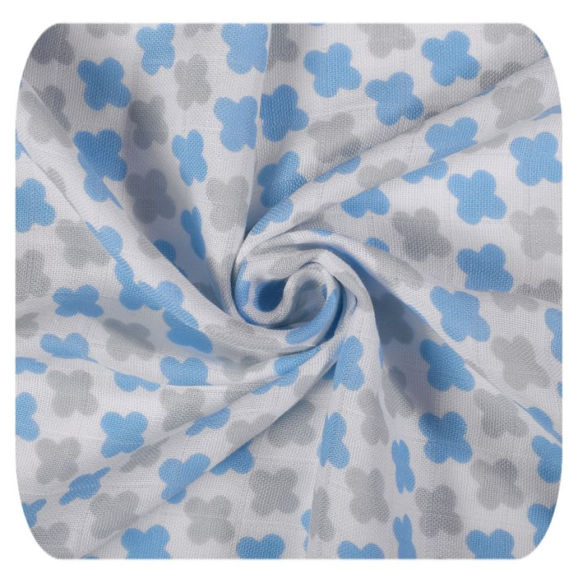 Bamboo swaddle XKKO BMB 120x120 - Baby Blue Cross 5x1ps (Wholesale packaging)