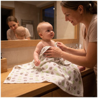 Bamboo muslin towel XKKO BMB 90x100 - Lime Spirals