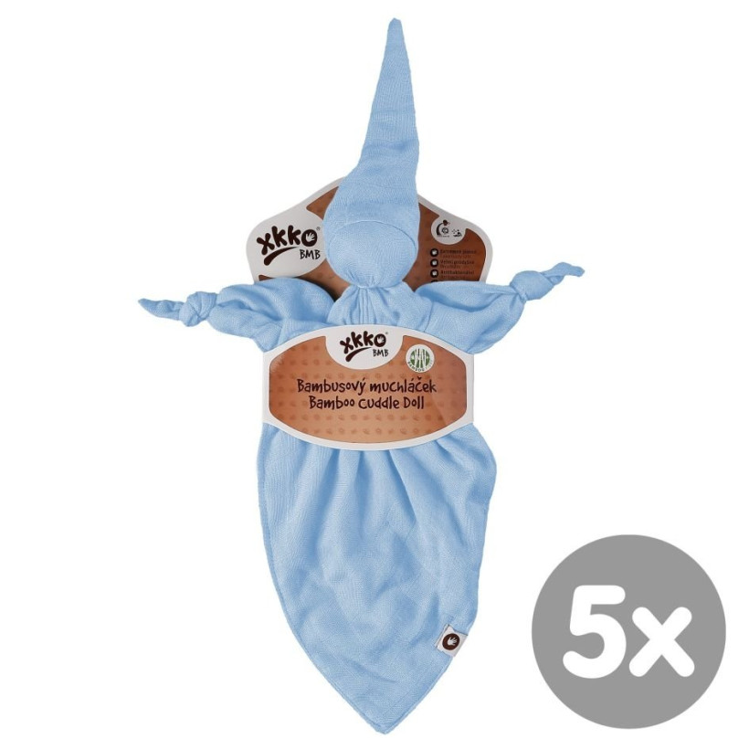 Bamboo cuddly toy XKKO BMB - Baby Blue 5x1ps (Wholesale packaging)