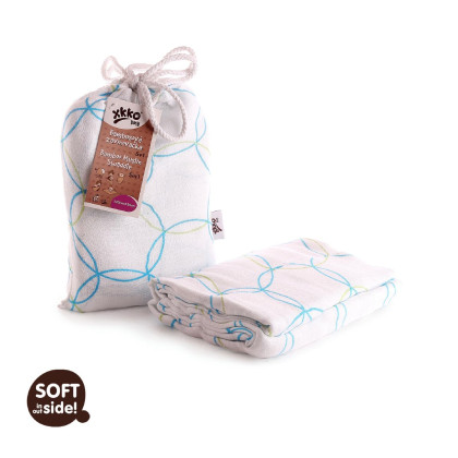 Bamboo swaddle XKKO BMB 120x120 - Cyan Circles