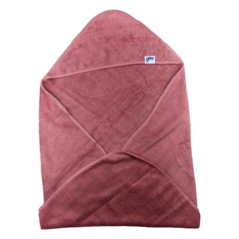 Hooded terry bath towel XKKO Organic 90x90 - Mesa Rose