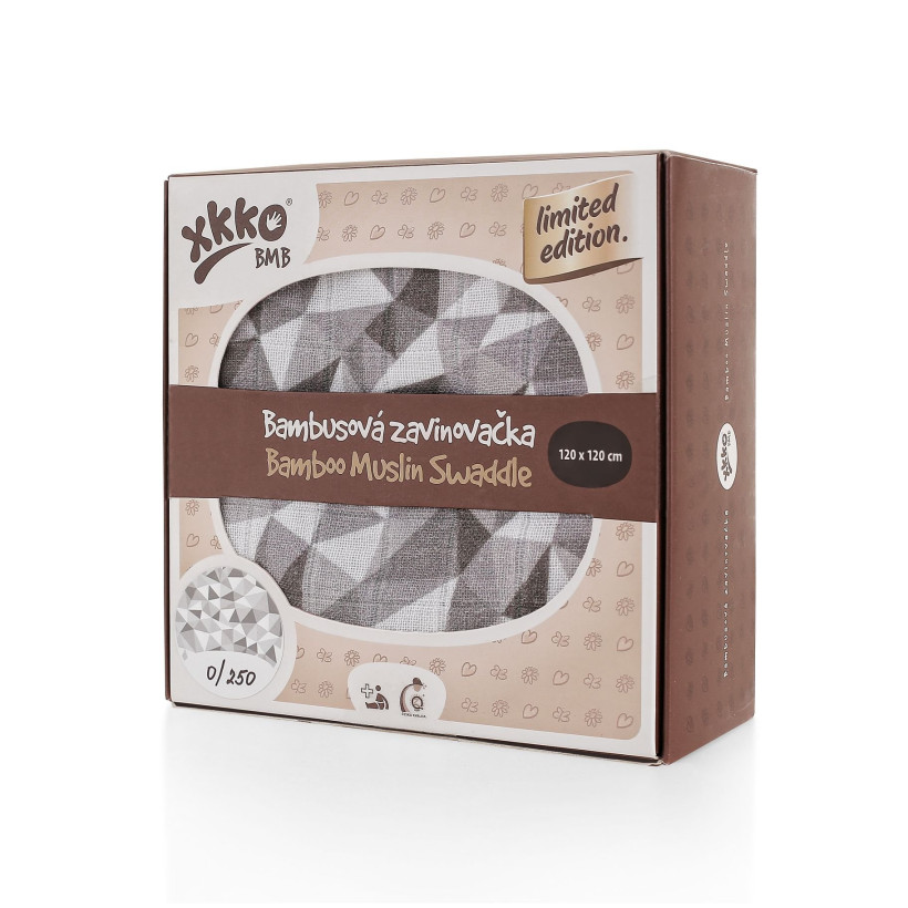 Bamboo swaddle XKKO BMB 117x117 - LE Silver Triangles