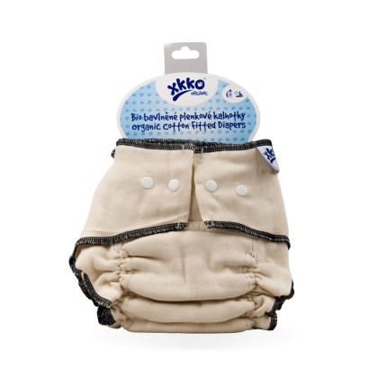 Organic cotton fitted diaper XKKO Organic - Natural Size XXL