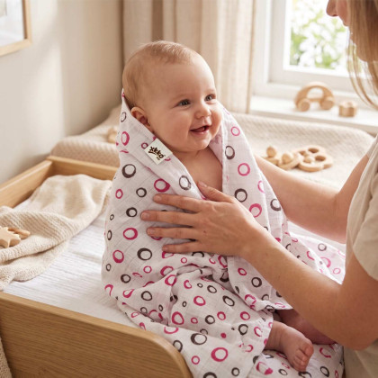 Bamboo muslin towel XKKO BMB 90x100 - Magenta Bubbles