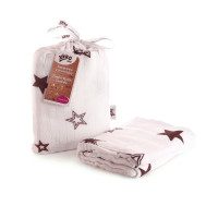 Bamboo swaddle XKKO BMB 120x120 - Natural Brown Stars