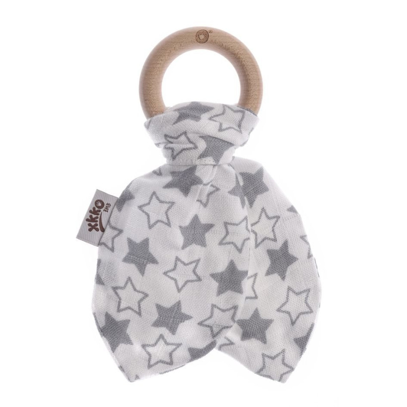 XKKO BMB Bamboo teether with Leaves - Silver Little Stars
