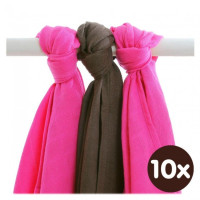 Bamboo muslins XKKO BMB 70x70 - Magenta Choco MIX 10x3pcs (Wholesale packaging)