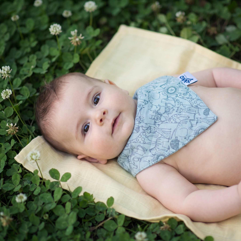 Organic Cotton Muslin Bandana XKKO Organic - Safari Mountain Spring