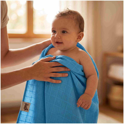 Bamboo muslin towel XKKO BMB 90x100 - Cyan