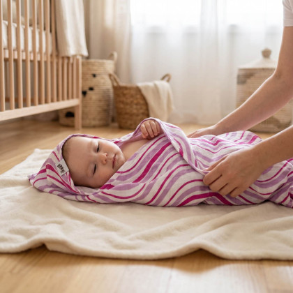 Bamboo muslin towel XKKO BMB 90x100 - Lilac Waves