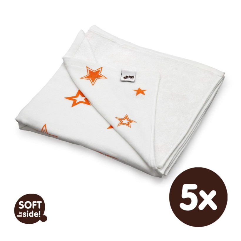 Bamboo blanket XKKO BMB 130x70 - Orange Stars 5x1ps Wholesale packing