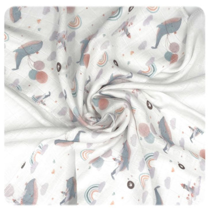 Bamboo muslins XKKO BMB 30x30 Digi - Sky Whale MIX 9pcs
