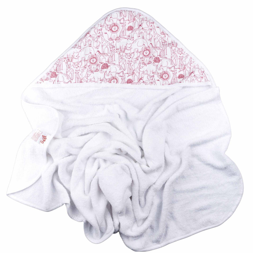 Hooded bamboo terry towel XKKO BMB 90x90 - Safari W/Mesa Rose