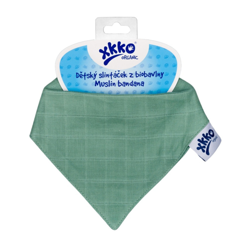 Organic Cotton Muslin Bandana XKKO Organic - Granite Green