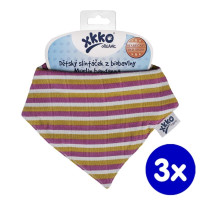 Organic Cotton Muslin Bandana XKKO Organic - Violet Stripes 3x1ps (Wholesale pack.)