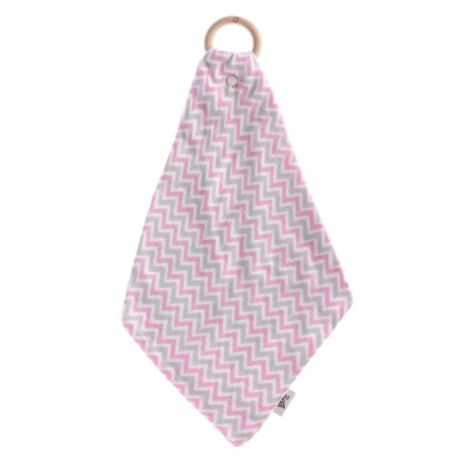 XKKO BMB Bamboo teether with Muslin - Chevron Baby Pink