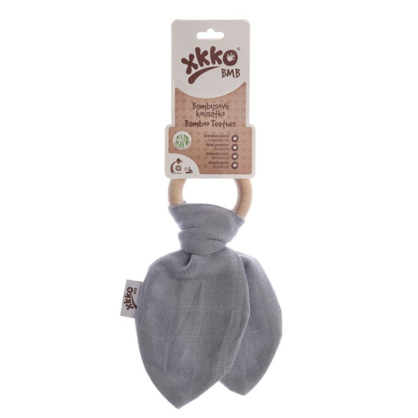 XKKO BMB Bamboo teether with Leaves - Silver